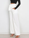 1 x Brand New AIEOE Elegant Wide Leg High Waist Formal Trousers for Women Size S White - RRP €45.55