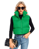 1 x Brand New MAVIS LAVEN Women s Winter Stand Collar Crop Vest Lightweight Sleeveless Warm Zipper Outerwear Coat Puffer Vests Padded Waistcoat 2-Green,Small  - RRP €43.99