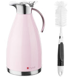 1 x RAW Customer Returns PYKAL Thermos flask 2 liters made of stainless steel - 2L vacuum insulated jug for 24h - Large stainless steel thermo coffee pot teapot with cleaning brush - Pink - RRP €51.99