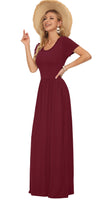 1 x RAW Customer Returns PLOKNRD Women s Summer Dresses Long Maxi Dress Elegant Casual Dress with Pockets L Wine Red - RRP €30.24