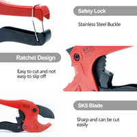 1 x RAW Customer Returns CCLIFE pvc pipe cutter for plastic pipes, plastic pipe cutter with ratchets 42mm from PVC PE PP PEX PPR - RRP €10.99