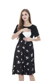 1 x RAW Customer Returns Smallshow Women s Casual Short Sleeve Nursing Dress Maternity Dress for Breastfeeding Black-SVP121 Medium - RRP €28.16