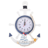 1 x RAW Customer Returns Wall clock decoration wooden clock bathroom children s room wall clock with steering wheel ship silent decorative clock wall art for living room bedroom, 34 x 23 cm - RRP €20.76