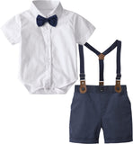 1 x RAW Customer Returns mintgreen Baby Boy Suits Easter Outfit Gentleman Short Sleeve Shirt Pants Set with Bow Tie Suspenders, White, 3-6 Months, 60 - RRP €32.9