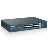 1 x RAW Customer Returns YuanLey 18 Ports Gigabit PoE Switch, 16 PoE 1000Mbps Ports, 2 Gigabit Uplink, 250W 802.3af at, Metal Desktop Rackmount, Unmanaged Plug and Play Network Switch - RRP €139.99