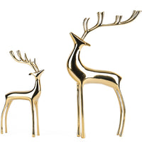 1 x RAW Customer Returns suruim Crystal Ball Reindeer Figurine Statues - Set of 2 Copper Heavy Reindeer Ornaments for Home Decor - Elegant Deer Sculpture for Living Room, Office and Bookshelf Gold-A  - RRP €99.99