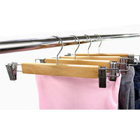 1 x RAW Customer Returns LOHAS Home Very Resistant Natural Wooden Hangers for Skirts and Pants, with Anticorrosive Clips, Light Color 10 Units  - RRP €21.99