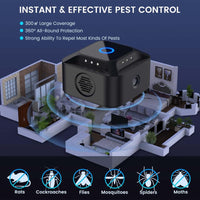 1 x RAW Customer Returns Ultrasonic mouse repellent 360 , 3 working modes rodent mice repellent plug in with 12 strobe lights, 300 m range mouse repeller rat repellent indoor for rats spider moths ants - RRP €36.79