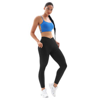 1 x RAW Customer Returns Vertvie women s leggings with pockets V Cross sports leggings opaque high waist sports leggings long sports pants V waistband yoga pants fitness gym pants 1pc black, S  - RRP €21.14