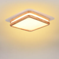 1 x RAW Customer Returns LIGKIN LED Ceiling Lamp Wood 24W Ceiling Light Square 30cm Warm White 3000K Diameter Modern Double Layer Kitchen Lamp Living Room for Balcony Hallway Baby Room Bedroom - RRP €31.99