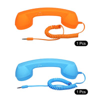 1 x Brand New sourcing map 2Pack 3.5mm Retro Telephone Handset Phone Receiver MIC Microphone Speaker Anti-receiver for Microphone Speaker Orange Blue - RRP €26.4