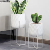 1 x RAW Customer Returns TRIROCKS Set of 2 Metal Plant Stands 31 cm 45 cm Flower Stand Modern Plant Holder Flower Holder for Flower Pot Indoor Outdoor Home Garden Balcony Patio Decor White  - RRP €61.96