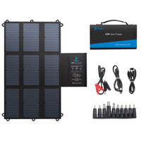 1 x RAW Customer Returns BigBlue 63W 19V Foldable Solar Charger Portable SunPower Solar Panel with 5V USB 19V DC Output USB-C Port - for Power Station, iPhone, Huawei, 12 V Battery for Boats RV - RRP €177.61