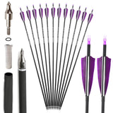 1 x RAW Customer Returns SHARROW 32 inch Carbon Arrows for Archery Spine 500 Carbon Arrow Hunting Bow Arrows Hunting Arrows with 4 inch Natural Feathers for Bow and Arrow Recurve Bow Compound Bow Purple, 12P  - RRP €48.76