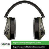 1 x RAW Customer Returns Sordin Supreme Pro-X Hearing Protection with Active Capsule - EN 352 - Version with Leather Strap, Gel Cushion Green Capsules - RRP €259.45