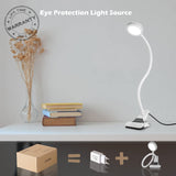 1 x RAW Customer Returns EYOCEAN reading lamp, LED clamp light, gooseneck lamp, children s bedside lamp, 3 color modes 9 brightness levels, eye care desk lamp for office home use, adapter included, 5W, white - RRP €19.15