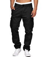 1 x RAW Customer Returns LVCBL men s cotton cargo pants with 6 pockets including belt outdoor pants black L - RRP €32.24