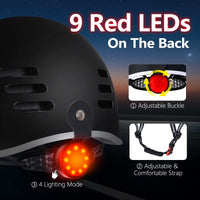 1 x RAW Customer Returns Adult bicycle helmet with LED light, cycling helmet, skater helmet, men and women, e-scooter, scooter, BMX helmet for men and women, CE certificates, skateboard helmet, trekking city, racing bike helmets,  - RRP €34.99