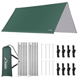 1 x RAW Customer Returns WADEO Tent Tarp 3 x 3 m, Camping Tarp with Poles Stakes Tensioning Ropes, Waterproof, Ultralight and Anti-UV, Ideal for Camping Hiking Outdoor Picnic - Green - RRP €43.99