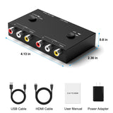 1 x RAW Customer Returns Wrugste 2 RCA to HDMI Converter, Dual AV to HDMI, Composite to HDMI Adapter Support 16 9 4 3 Compatible with WII N64 PS2 PS3 VHS VCR DVD Player etc 2 AV in 1 HDMI Out  - RRP €37.3