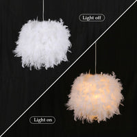 1 x RAW Customer Returns Modern pendant light, spherical hanging lamp with feathers in white, 40 cm feather lampshade chandelier suitable for dining room, living room, bedroom, restaurant - RRP €38.99