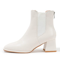 1 x Brand New DADAWEN women s Chelsea boots with 6 cm heel platform, beige, 35 EU - RRP €60.0