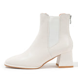 1 x Brand New DADAWEN women s Chelsea boots with 6 cm heel platform, beige, 43 EU - RRP €43.36