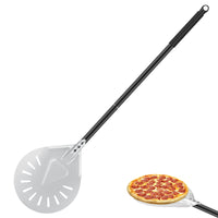 1 x RAW Customer Returns CRROEL Perforated Pizza Shovel Pizza Peel 7 inch, Hard Anodized Aluminum Pizza Peel with 52 CM Metal Handle for the Grill or for the Oven Pizza Oven - RRP €20.16