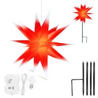 1 x RAW Customer Returns Qijieda 3D Poinsettia Illuminated Outdoor Battery with Timer - 58cm LED Poinsettia for Windows, Advent Star for Decorating Courtyard, Balcony and Garden Red-White, 58cm  - RRP €31.99