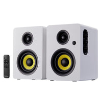 1 x RAW Customer Returns Sanyun SW206 80W Dual Mode Bookshelf Speakers - Studio Monitor and Hi-Fi Mode - 4 Carbon Fiber Speaker - 25-Core Silk Foil Tweeter - Optical Coaxial TRS Aux Bluetooth 5.0 - White - RRP €141.17