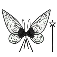 1 x RAW Customer Returns BUZIFU Fairy Wings Adult Women Girls Butterfly Wings Elf Wings Elf Fairy Wings Sparkling Angel Wings Children Fairy Costume with Star Stick for Carnival Halloween Cosplay Party Black  - RRP €16.99