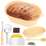 1 x Brand New Yuragim Proofing Basket Oval Banneton Set, Proofing Basket for Bread Baking 26cm Oval Silicone Banneton Bread Proofing Baskets Bread Basket Bread Baking Pan Bread Baking Accessories with Baker s Knife, Dough Cutter, Whisk, Brush - RRP €20.4