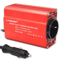 1 x RAW Customer Returns LVYUAN 300W Power Inverter DC 12V to 230V AC Voltage Converter Car Converter with Dual USB Ports EU Sockets Power Converter, Red Aluminum Alloy Body - RRP €28.99