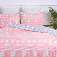 1 x Brand New YEPINS Christmas bed linen 155x220 grey pink snowflakes microfiber Christmas motif duvet cover set 2 pieces - 1 duvet cover 155x220 cm with zipper 1 x 80x80cm pillowcase - RRP €21.19