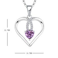 1 x RAW Customer Returns JO WISDOM Love Heart Necklace 925 Silver Woman with Heart Cut 5MM 5MM Cubic Zirconia Swarovski Crystal February Birthstone Amethyst Color - RRP €48.8