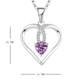 1 x RAW Customer Returns JO WISDOM Love Heart Necklace 925 Silver Woman with Heart Cut 5MM 5MM Cubic Zirconia Swarovski Crystal February Birthstone Amethyst Color - RRP €48.8