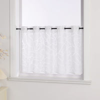 1 x RAW Customer Returns Yujiao Mao Branches Semi-transparent Window Curtains Country House Kitchen Curtain Bistro Curtain White with Eyelets HxW 60x120cm - RRP €19.15