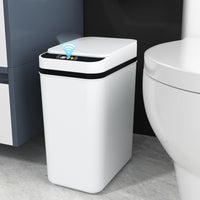 1 x RAW Customer Returns Sensor Trash Can 12L Automatic Trash Can with Smart Sensor Kitchen Waste Bin Waste Paper Basket Touchless Bathroom Office ABS Plastic Trash Can with Lid No Noise Waterproof Intelligent Trash Can White  - RRP €39.92