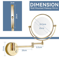 1 x RAW Customer Returns DOWRY Cosmetic Mirror with Lighting Wall Mounted Magnifying Mirror with Light 10x Gold Make-up Mirror 360 Swivel Expandable Double-Sided Mirror with Magnification, 20 cm - RRP €89.04