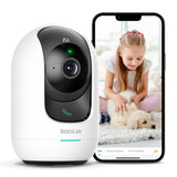 1 x RAW Customer Returns BOTSLAB 3K 5MP indoor surveillance camera WiFi swivel, pet camera with app, 360 IP camera indoor with motion detection sound detection, 2.4 5Ghz WiFi, 2-way audio, night vision, Alexa - RRP €90.74