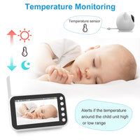 1 x RAW Customer Returns MYPIN Wireless Video Baby Monitor with 4.3 inch LCD Display and Robot Camera, Two-Way Audio, VOX Mode and Temperature Alarm, Night Vision, 2x Pan Tilt Zoom, Lullaby Music - RRP €69.99