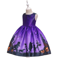 1 x Brand New Alukomii Girls Halloween Costume Dress Kids Witch Costume Children Cosplay Ghost Pumpkin Skull Princess Dresses Kids with Hat - RRP €32.45