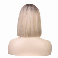 1 x RAW Customer Returns Wig Blonde with Bangs Short for Women Girls Straight Ombre Blonde Bob Synthetic Daily Wigs Like Real Hair for Women Bob Wig 002Y - RRP €22.18