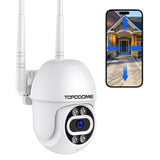 1 x RAW Customer Returns Topodome Outdoor Wi-Fi Camera with Humanoid Alarm, 1080P Indoor WiFi Surveillance Camera, 360 Degree PTZ Auto Tacking, 20m Infrared and Color Night Vision, Two-Way Audio IP66 - RRP €29.99