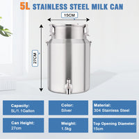 1 x RAW Customer Returns YUCHENGTECH 304 Stainless Steel Milk Jug 5L Milk Transport Barrels with Tap and Sealed Lid Milk Jug Heavy Duty Milk Bucket Stainless Steel Milk Fermentation Barrel Drinks Dispenser Stainless Steel - RRP €79.67