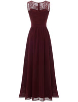 1 x RAW Customer Returns Dressystar 0046 Evening Dress Basic Chiffon Lace Sleeveless Bridesmaid Dresses Floor Length Burgundy XL - RRP €59.99