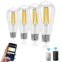 1 x RAW Customer Returns Aigostar Smart Lamp E27 Alexa Light Bulb 6W 850LM Edison Light Bulbs Dimmable ST64 Retro Light Bulb Dimmable 2700K-6500K, App Control Compatible with Alexa and Google Assistant. Transparent 4 Pack - RRP €35.99