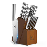 1 x RAW Customer Returns imarku knife block with knife, 15-piece Japanese stainless steel knife set with block, professional kitchen knife with sharpener, one-piece knife for easy cleaning, knife set, sharp blades Father s Day gift - RRP €100.8