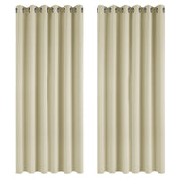 1 x RAW Customer Returns Deconovo Curtain Opaque Blackout Curtain Eyelet Curtain Opaque, 229 x 229 cm Height x Width , Beige, Set of 2 - RRP €56.22