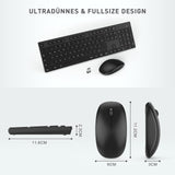 1 x RAW Customer Returns seenda Wireless Keyboard and Mouse Set, Full Size Wireless Keyboard with USB Receiver, Quiet with 1400 DPI, QWERTY Layout for Computer, Laptop, Windows, MacOS Black  - RRP €23.18